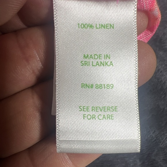 Lilly Pulitzer Womens Size L Pink Sea View Button Down Shirt Linen Beach Travel - Picture 4 of 8